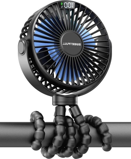 Ventilatore da Tavolo Portatile Silenzioso con Batteria 6000mAh USB Rotazionale 360° per Viaggio, Ufficio e Camping