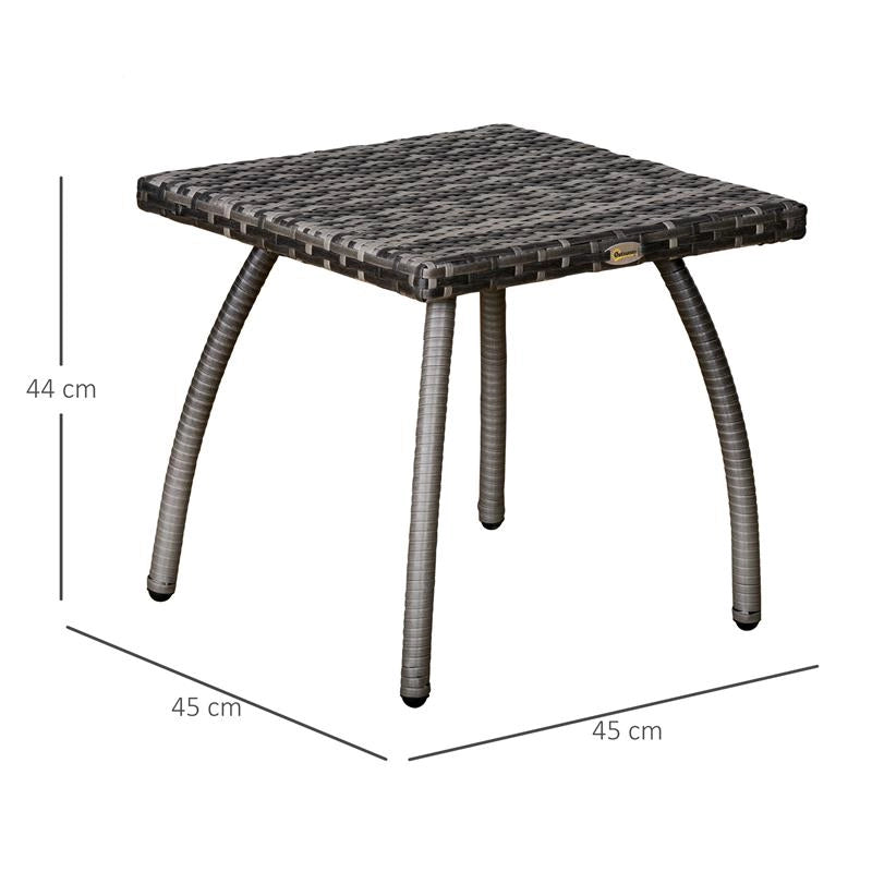 TAVOLINO IN RATTAN SINTETICO DA ESTERNO IMPERMEABILE 45 X 45 X 44 CM GRIGIO