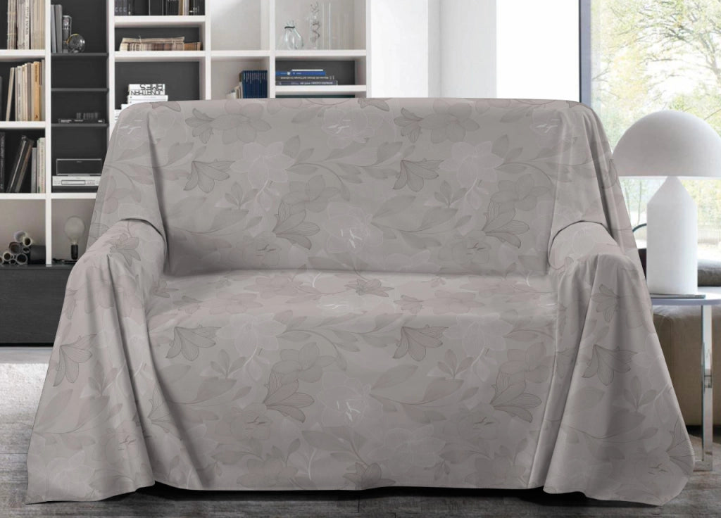 Telo Arredo Granfoulard Copritutto Salvadivano 100% Cotone Disegno Lily - Singolo - Beige