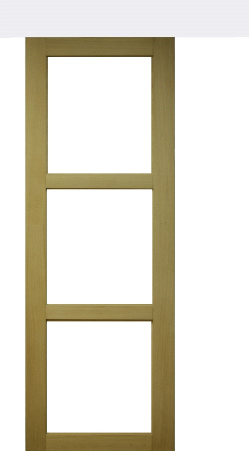 Porta scorrevole in legno Ayous Vetro trasparente H204 x L83 + Binario in alluminio bianco senza maniglia