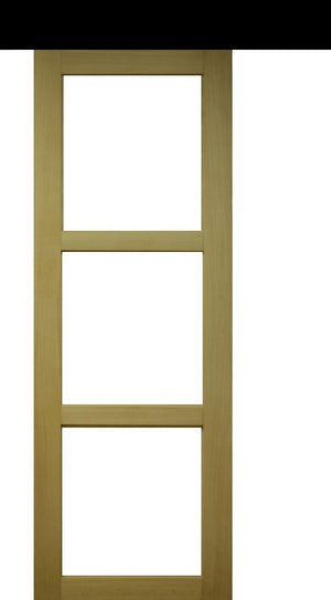 Porta scorrevole in legno Ayous Vetro trasparente H204 x L73 + Binario alluminio nero senza maniglia