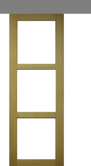 Porta scorrevole in legno Ayous Vetro trasparente H204 x L73 + Binario in alluminio e 2 gusci senza maniglia