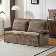 Divano Letto con Contenitore e USB ¨C MINIMAL ¨C Chenille, Marrone, Schienale Regolabile