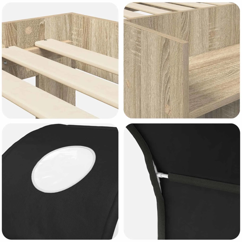 Letto con Tunnel 3 pz Rovere Sonoma e Nero Legno ingegnerizzato 3423508