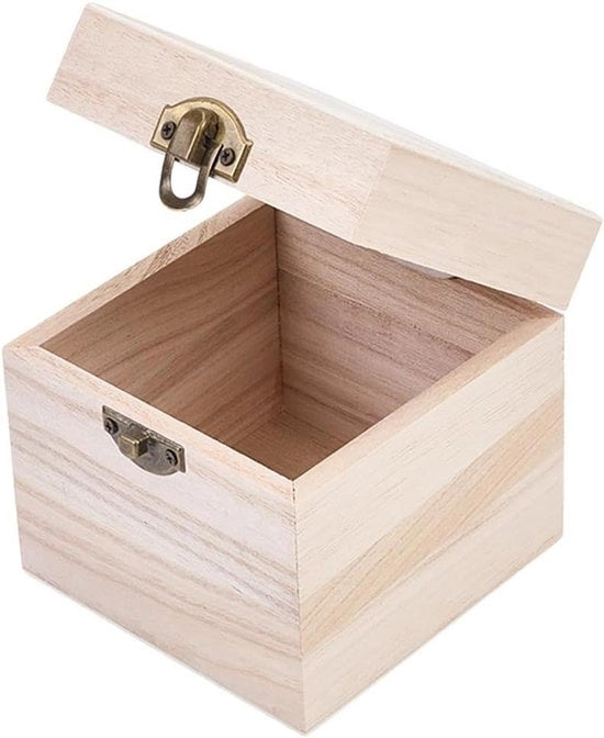 Cassa in legno 3,92 x 3,84 x 3,84 pollici - non assemblato - cassetti in legno - decorativi - progetti d'arte - lavorazione del legno - souvenir - gioielli