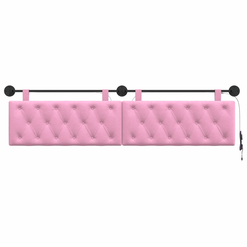 Testiera sospesa Con luce LED Rosa Tessuto 3424719