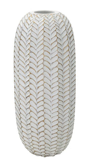 Vaso Resina Leaf Ø18,5x46 cm in Resina Oro e Bianco