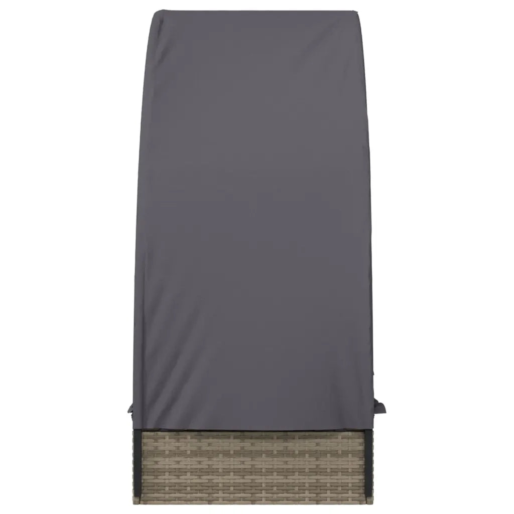 Lettino con Tetto Rotondo Grigio 211x57x140 cm Polyrattan 319643