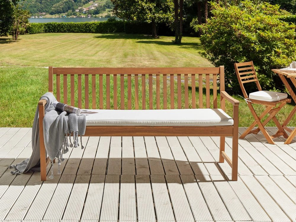 Cuscino per panca da Giardino in Poliestere bianco 160 cm resistente all'acqua 152 x 54 cm Giardino