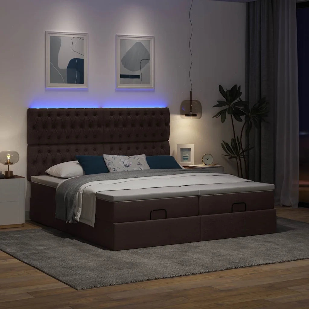 Struttura Letto Pouf con Materassi 200x200 cm in Tessuto 3314572
