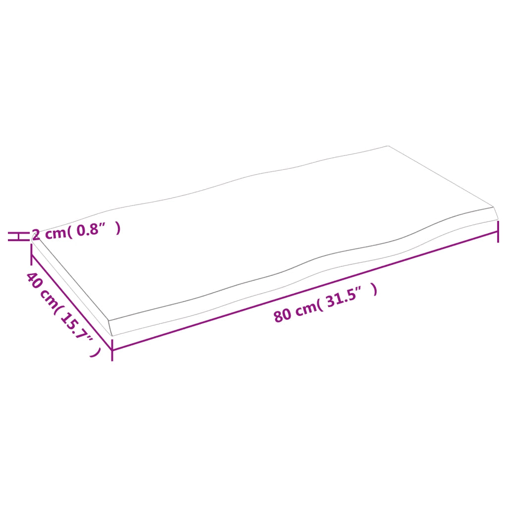 Piano Tavolo Marrone Scuro 80x40x2 cm in Rovere Non Trattato 364004