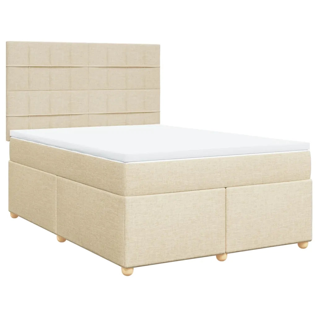 Giroletto a Molle con Materasso Crema 160x200 cm in Tessuto 3291336