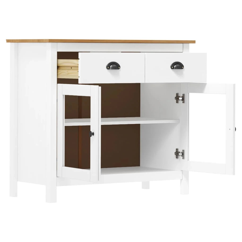 Buffet credenza cassettiera armadio mobile contenitore organizer per cucina soggiorno salotto Hill 90 x 40 x 80 cm legno massello di pino bianco 02_0035672