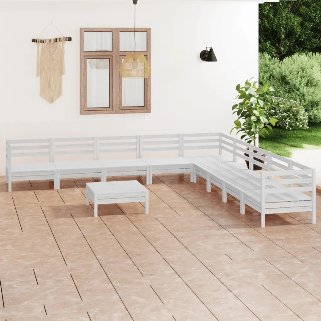Set Salotto da Giardino 10 pz in Legno Massello di Pino Bianco 3083120