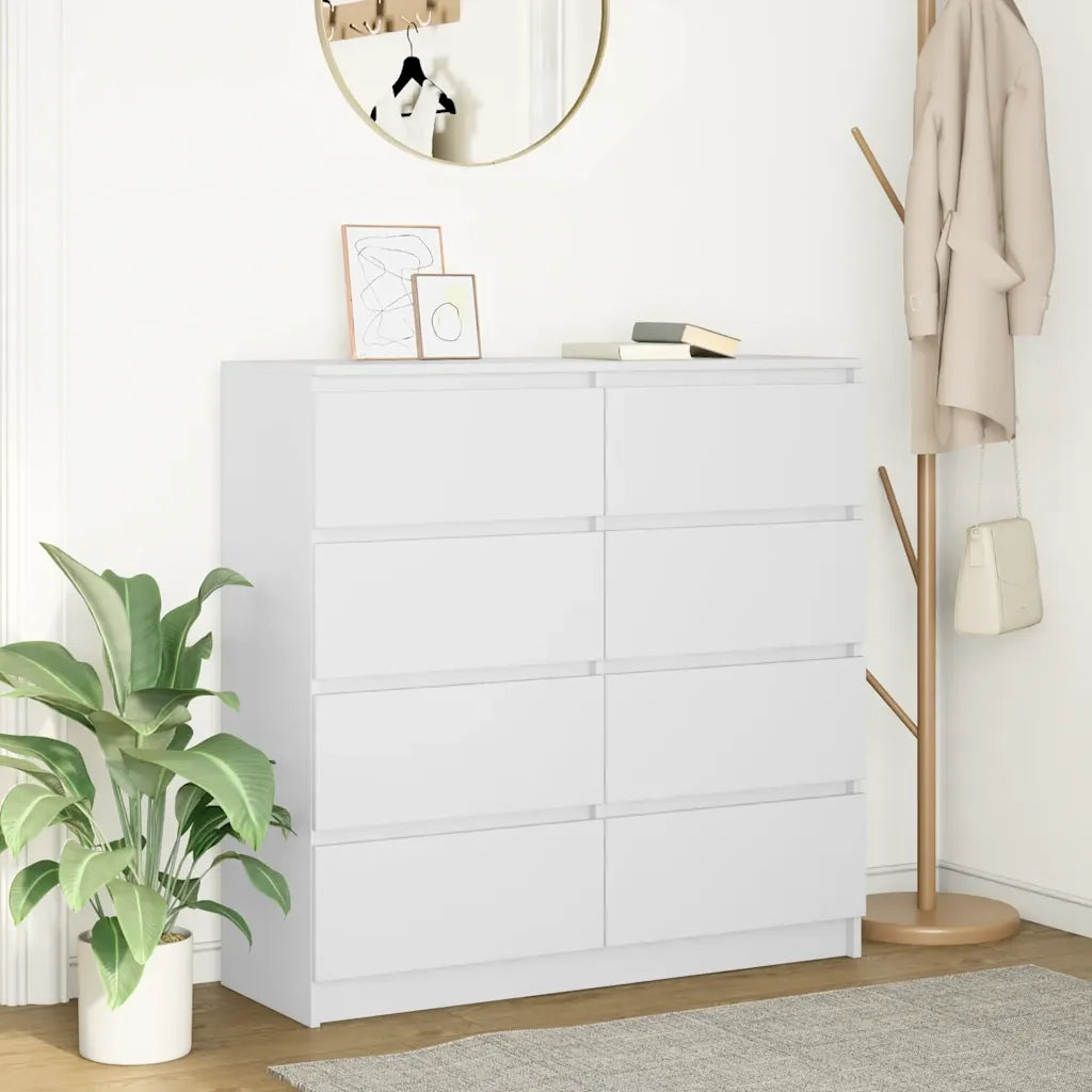Credenza-Buffet-Armadio da cucina Bianca 100x35x99 cm in Legno Multistrato