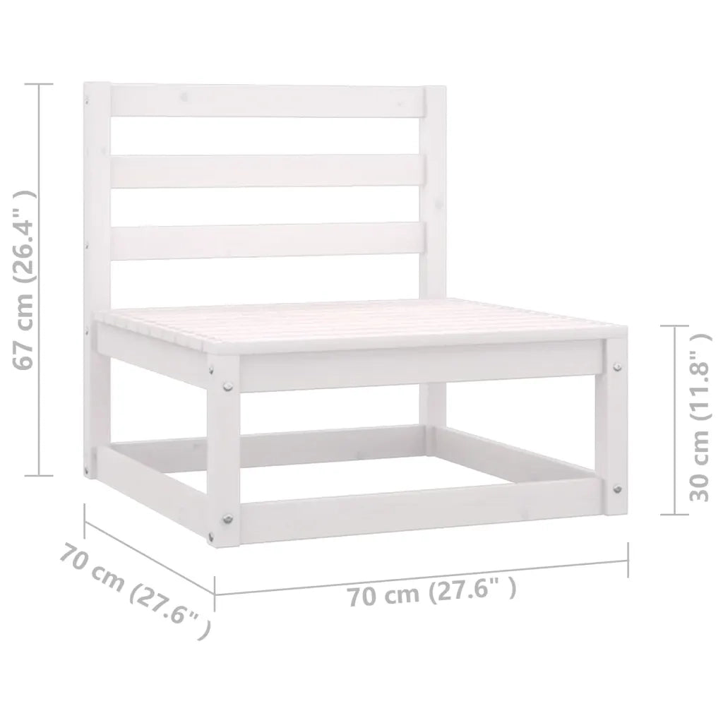 Set Salotto Giardino 8pz con Cuscini Bianco Legno Massello Pino 3077130