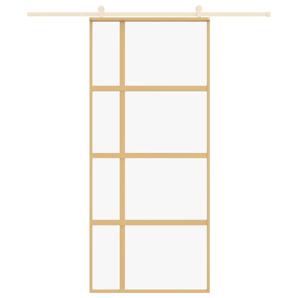 Porta Scorrevole Dorata 90x205 Vetro Trasparente ESG Alluminiocod mxl 131674