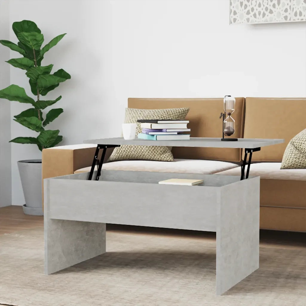 Tavolino da salotto | Tavolino da caff¨¨ | Tavolino da Soggiorno Grigio Cemento 80x50,5x41,5 cm in Legno Multistrato
