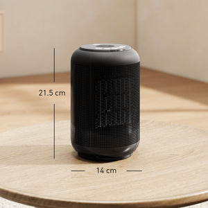 Riscaldatore Elettrico e Regolabile a 3 Modalità 14x14x21,5 cm con Timer 24h in PP e PA Ignifugo Nero