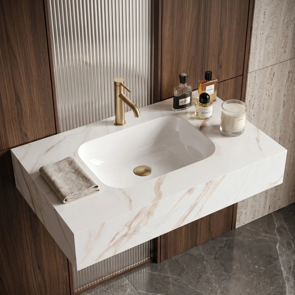 Lavabo Sospeso Rea Aresa Grey Gold 80
