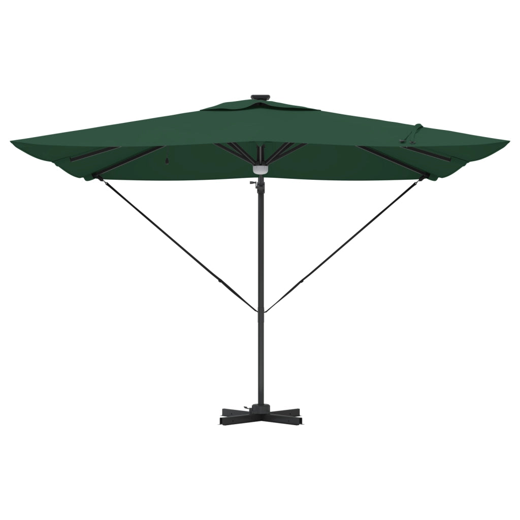 Ombrellone a Sbalzo Roma con LED Verde 286x285x270 cm Alluminio