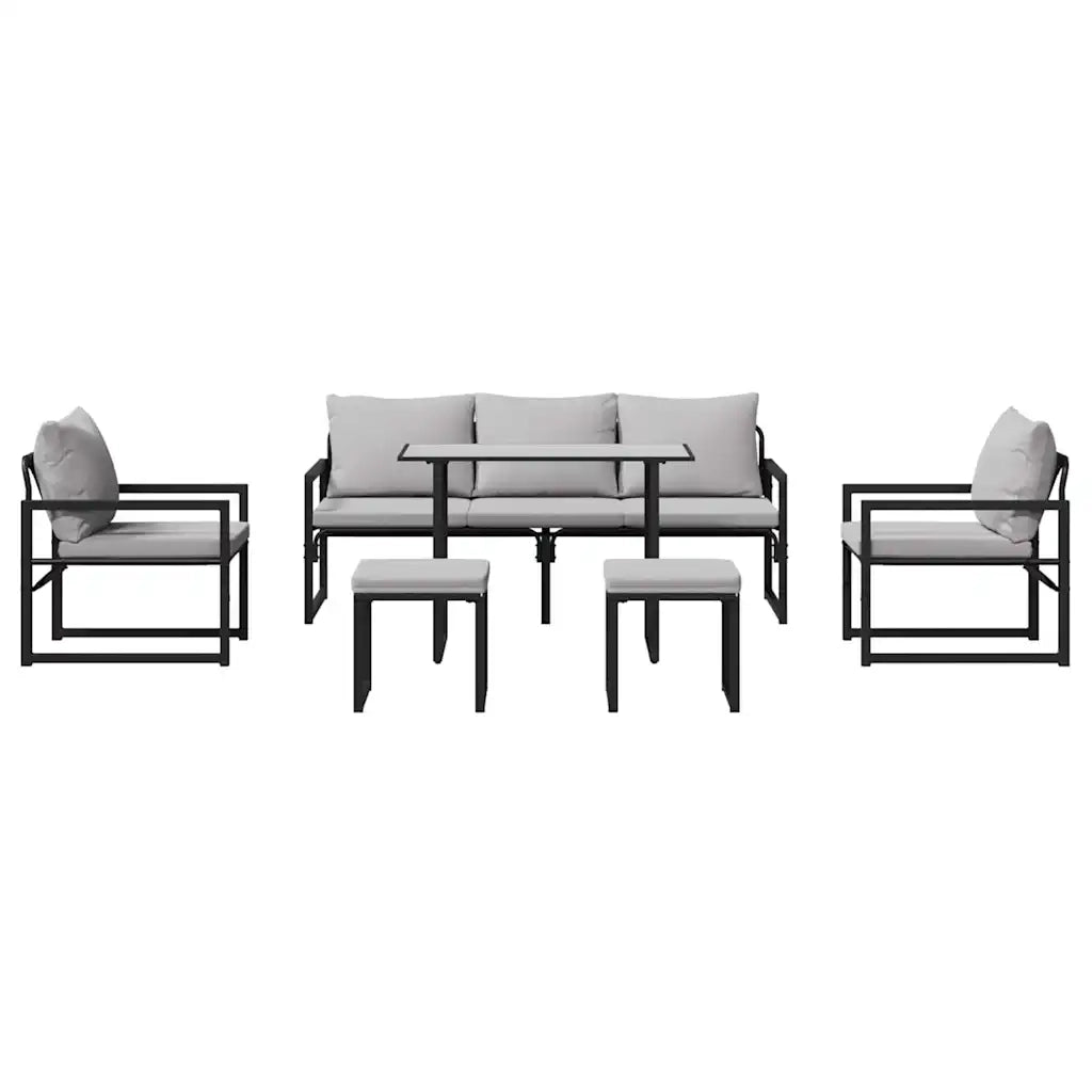 Set Divano da Giardino con cuscino 6 pcs Nero Acciaio 3378954