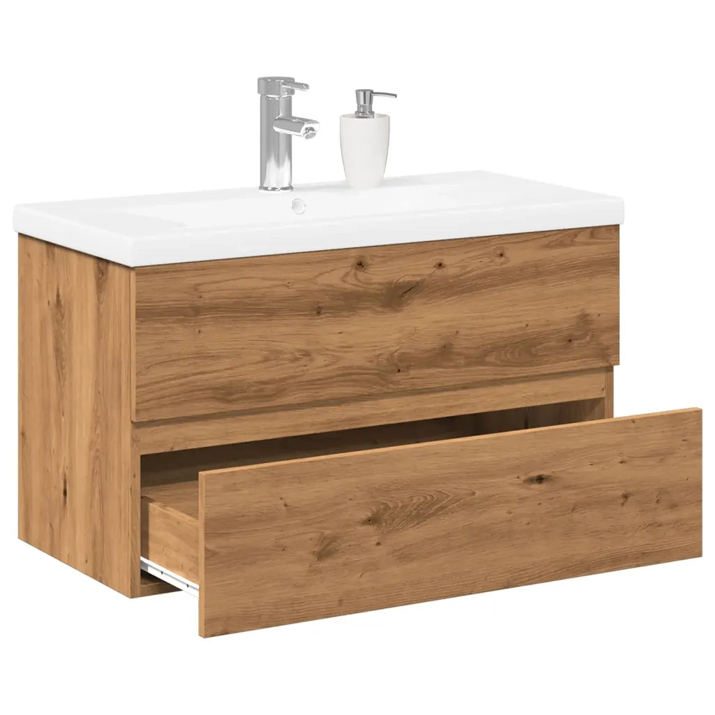 Mobile con Lavabo Integrat-Armadietto da Cucina-Lavandinoo Rovere Artigianale 452838