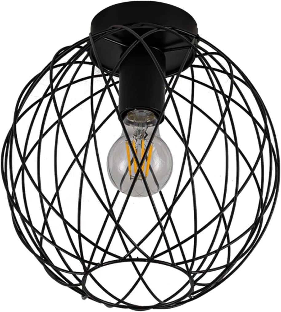 ZMH Lampada da soffitto vintage nera 25cm griglia gabbia per interni
