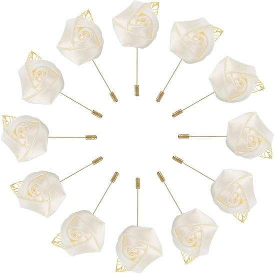 Brochettoni - Decorazioni per Sposi - Eleganti Boutonnières in Bianco e Rosa - Ideali per Cerimonie e Feste - 24 Pezzi