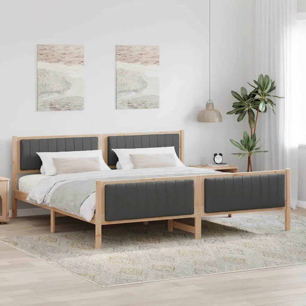 Struttura del Letto marrone e grigio scuro 200 x 200 cm 3394299