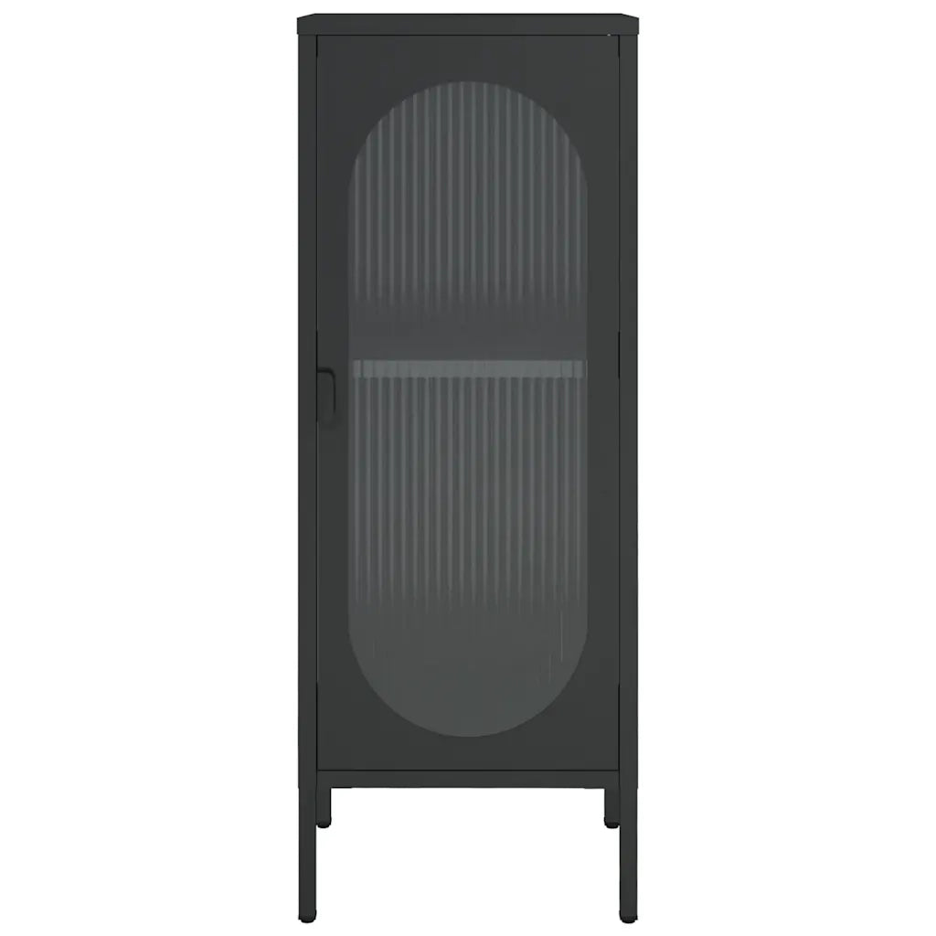 Credenza-Buffet-Armadio da cucina Nera 40x35x105 cm Vetro e Acciaio