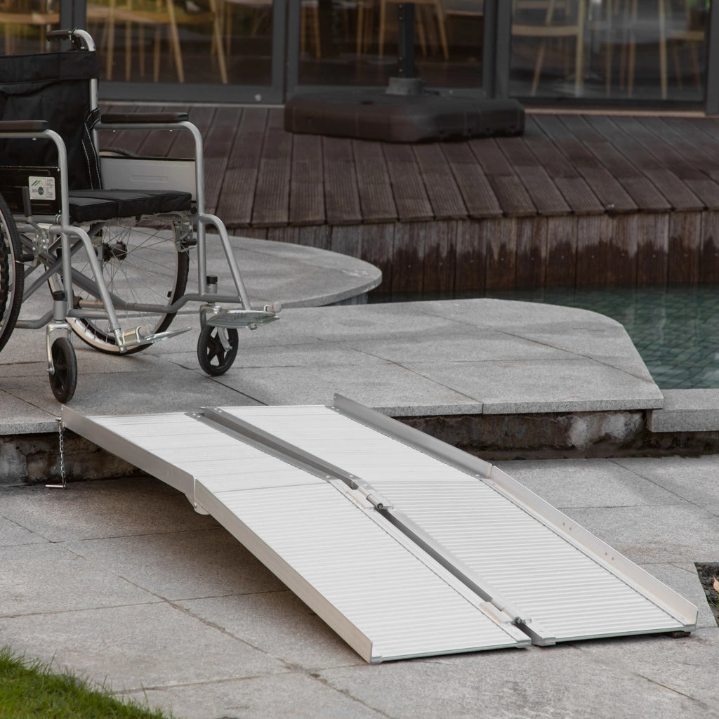Rampa per Sedia a Rotelle in Lega di Alluminio Antiscivolo Capacit¨¤ 272kg. 183x72x5cm