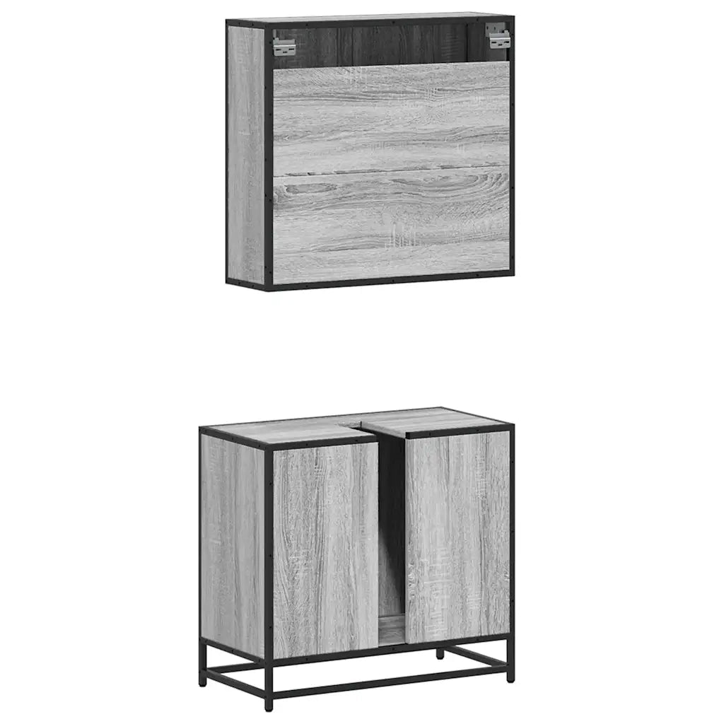 Set Mobili da Bagno 2 pz Grigio Sonoma in Legno Multistrato 3300893