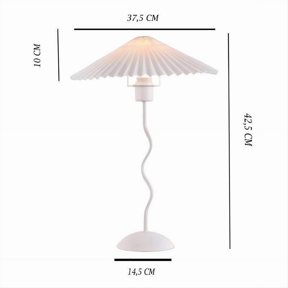 Trade Shop - Lume In Metallo Bianco Moderno Abat Jour E27 Lampada Tavolo Con Interruttore D25 -