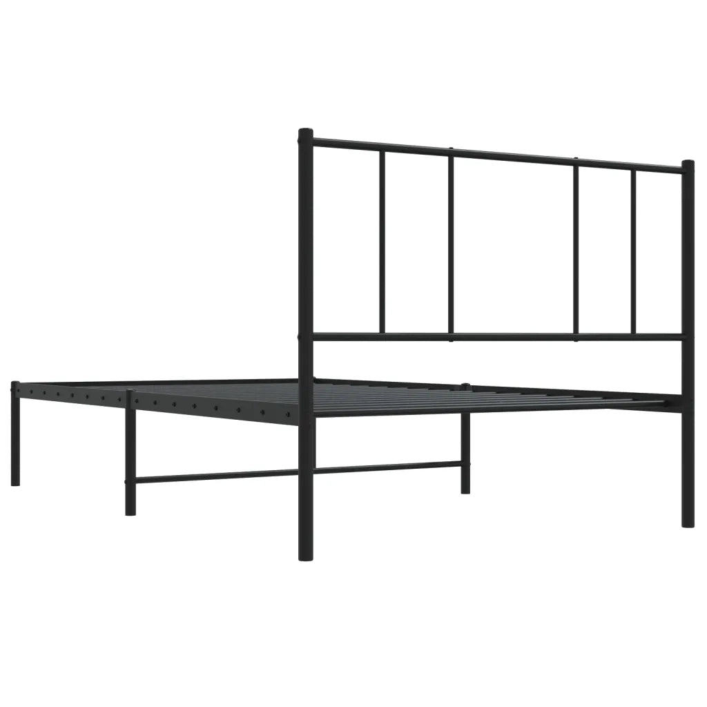 Letto singolo | Letto per adulti | Giroletto con Testiera in Metallo Nero 90x200 cm