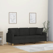 Divano a 3 Posti con Cuscini Nero 180 cm in Tessutocod mxl 75144
