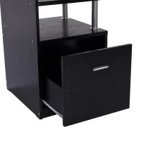 Scrivania per Computer Moderna con Cassetti, Ripiani e Tastiera Estraibile, Scrivania da Ufficio per Casa in Legno Nero 152x60x88cm