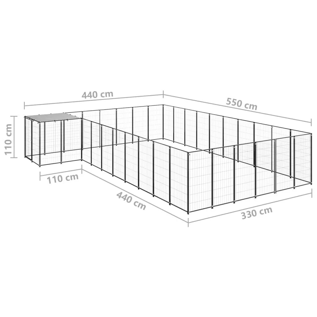 Recinto per animali da esterno per cani 19,36 m² acciaio nero 02_0000504