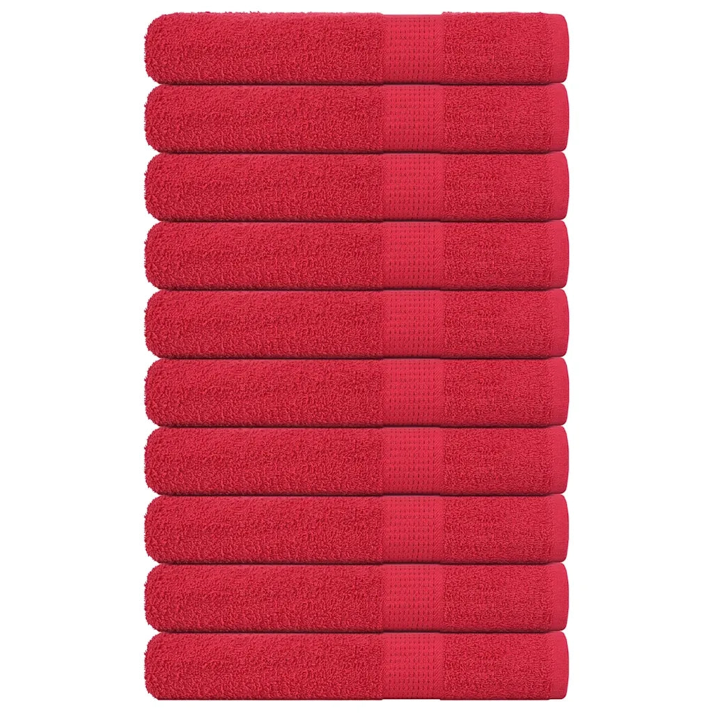 Asciugamani 10 pz Rossi 100x200 cm 360 g/mÂ² 100% Cotone