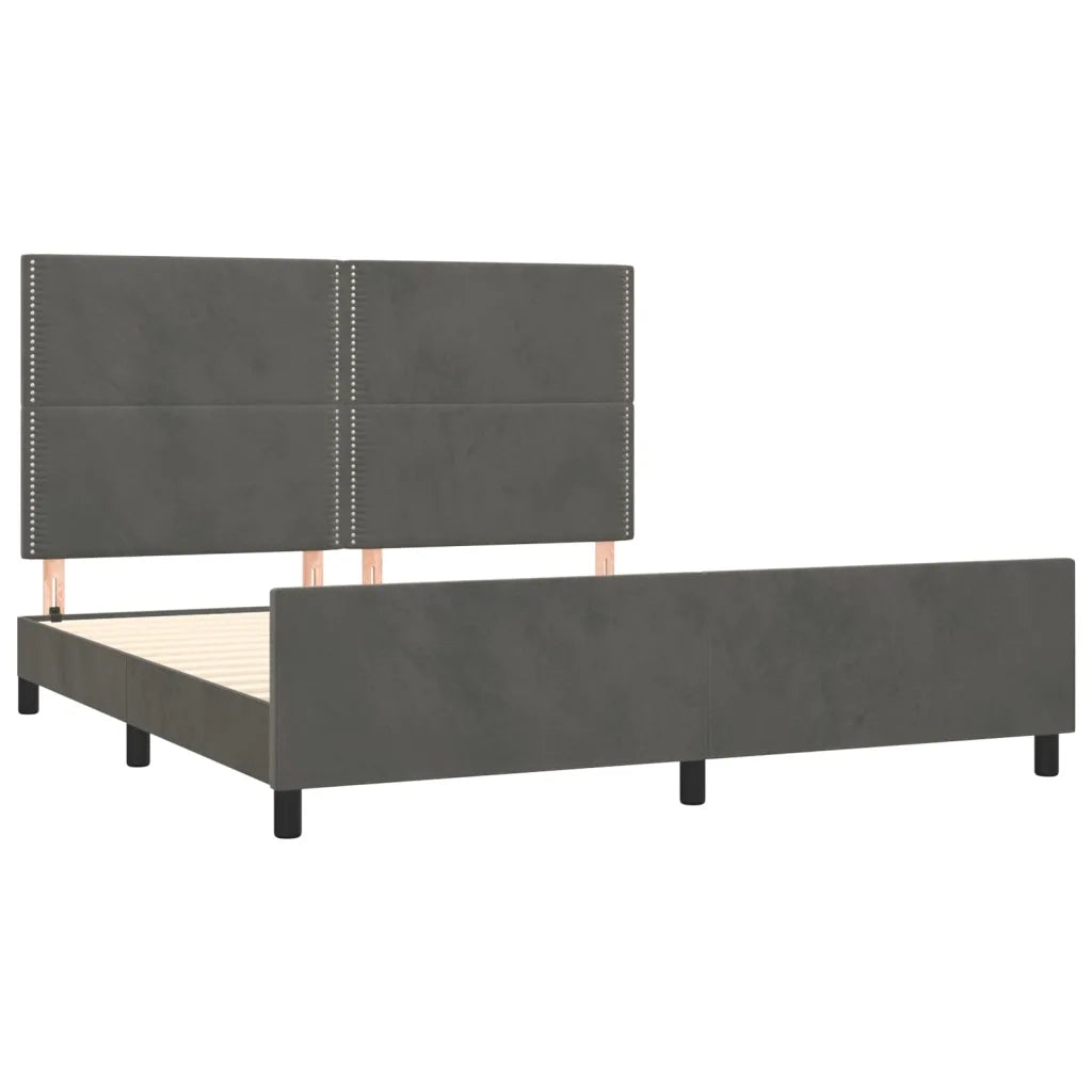 Giroletto con Testiera Grigio Scuro 180x200 cm in Velluto 3125709