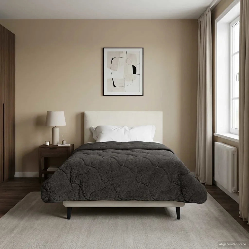 Duvet Estivo Antracite 140 x 220 cm Microfibra e Fleece Teddy 42026163