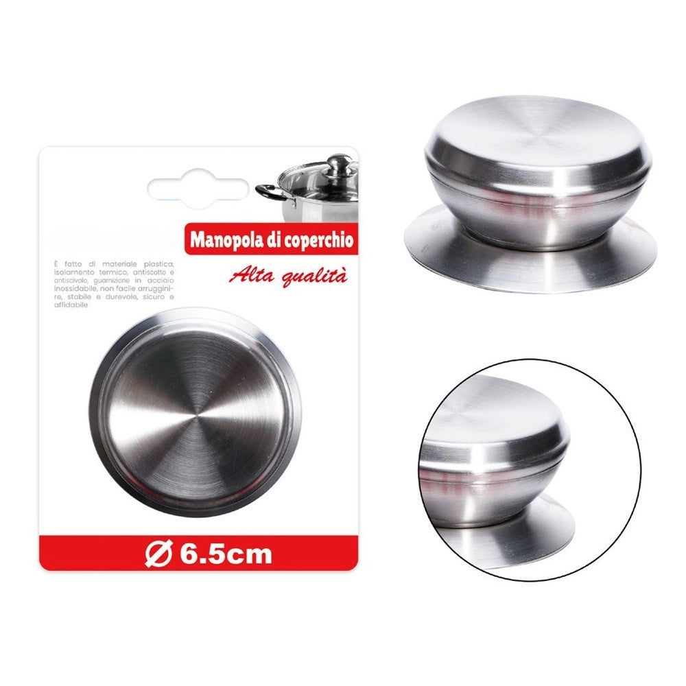 Trade Shop - Pomello Manopola Di Ricambio Per Coperchio Isolamento Termico ø6.5 Cm Argento 607415 -