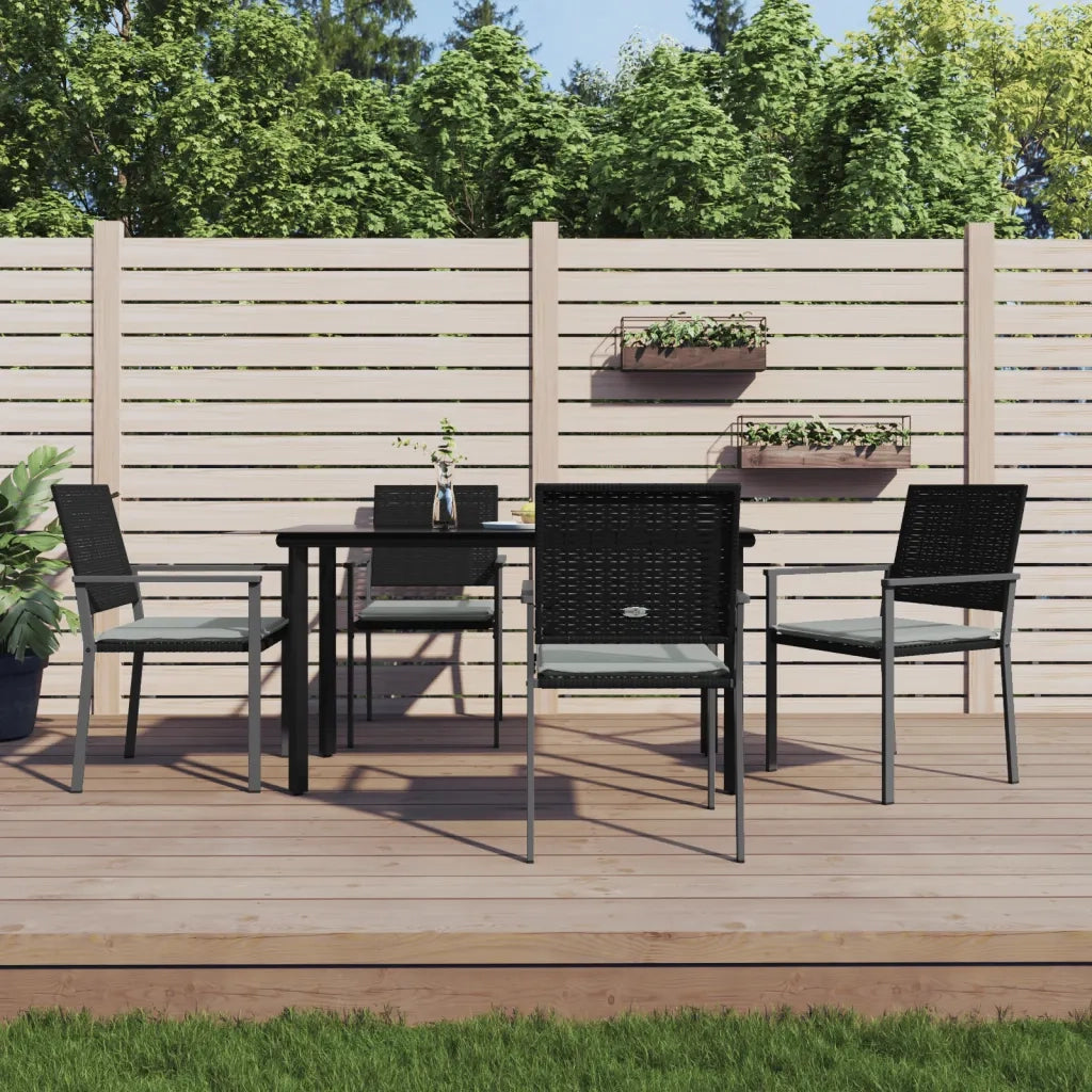 Set Pranzo da Giardino 5pz con Cuscini in Polyrattan e Acciaio 3187021