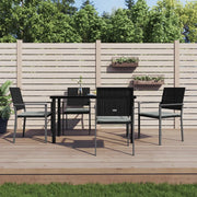 Set Pranzo da Giardino 5pz con Cuscini in Polyrattan e Acciaio 3187021