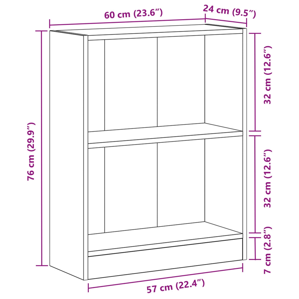 Libreria  Nera 60x24x76 cm in Legno Ingegnerizzato