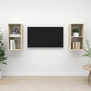 Mobile TV a Parete 2 pz Rovere Sonoma in Truciolato