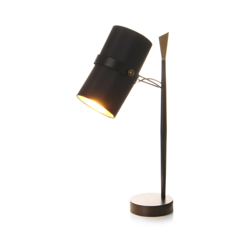 Lampada da tavolo Novum in metallo e tessuto nero