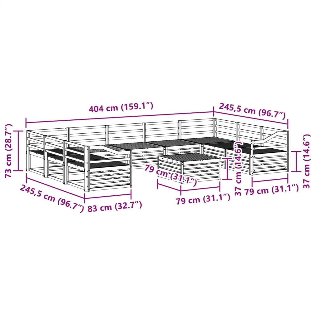 Set di divani da esterno 10 pcs Naturale