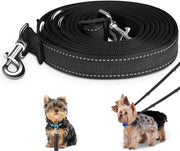 Ripattente doppia cintura per cani in nylon per cani grandi e medi - 3 m x 15 mm (nero fluorescente)
