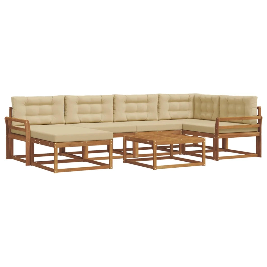 Set di divani da esterno con cuscino 7 pcs Naturale e Beige 3367861